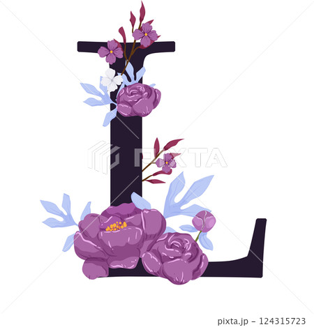 Vector sign with flowers decorations Vector sign with flowers decorations 124315723