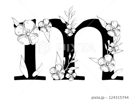 Vector sign with flowers decorations 124315744