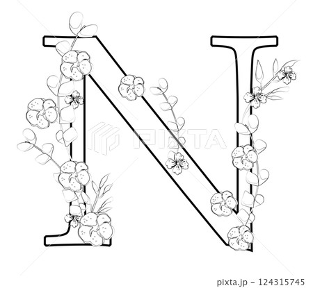 Vector sign with flowers decorations 124315745