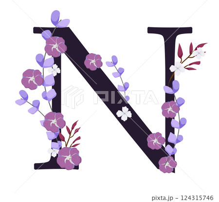 Vector sign with flowers decorations 124315746