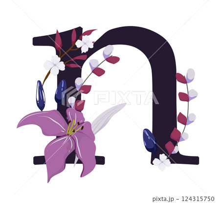 Vector sign with flowers decorations 124315750