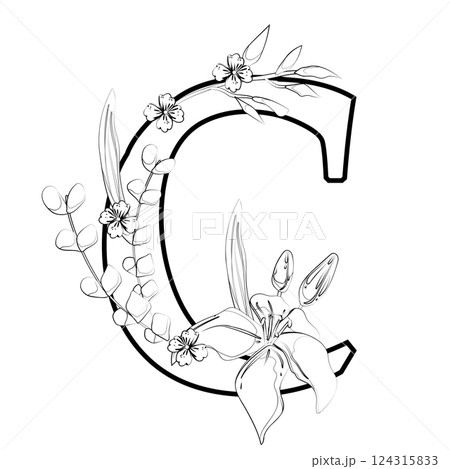 Vector sign with flowers decorations 124315833