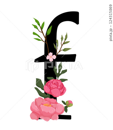 Vector sign with flowers decorations 124315869