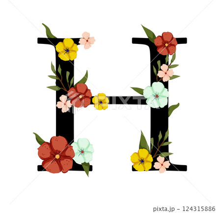 Vector sign with flowers decorations 124315886