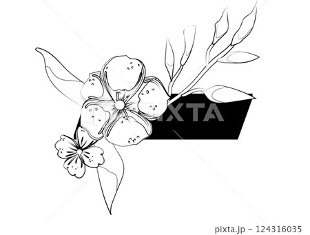 Vector sign with flowers decorations Vector sign with flowers decorations 124316035