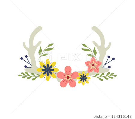 Floral Wreath With Horns 124316148