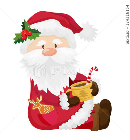 Santa with Christmas Drink 124316154