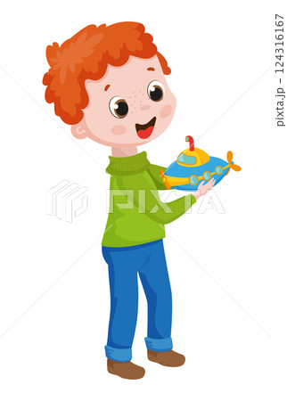 Boy With Submarine Toy Boy With Submarine Toy 124316167