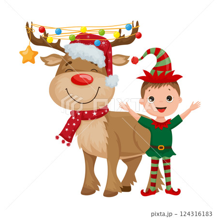 Reindeer And Boy Elf Reindeer And Boy Elf 124316183