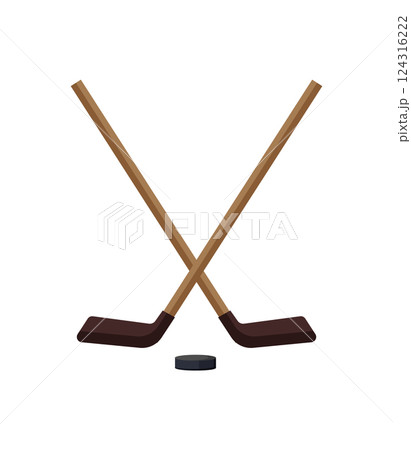 Hockey Sticks and Puck 124316222