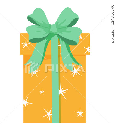 Festive Gift Box with Green Ribbon 124316340