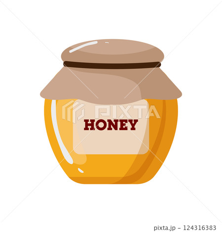 Glossy honey jar with a wooden lid Glossy honey jar with a wooden lid 124316383