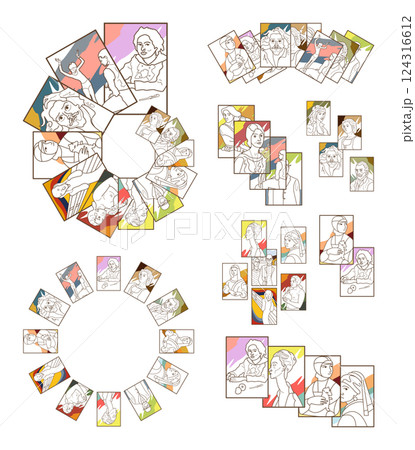 Modern Linear banner patterns with famous vintage painting 124316612