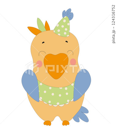 Colorful Parrot in Party Outfit 124316752