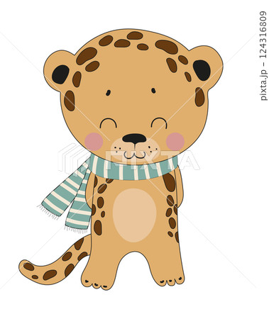 Cute Leopard in Scarf 124316809