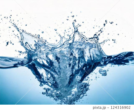 透明な水が跳ねる瞬間の美しいスプラッシュ 124316902