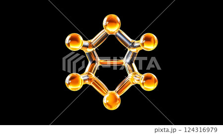 Golden dopamine molecule floating on black background Golden dopamine molecule floating on black background 124316979