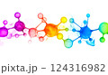 Dopamine molecule emitting rainbow like beams of light on white background 124316982