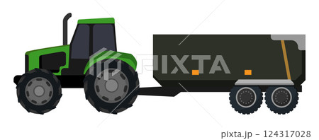 Green Tractor with Trailer 124317028