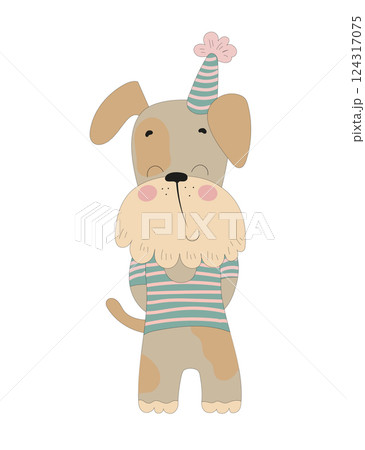 Dog in Festive Hat and Stripes Dog in Festive Hat and Stripes 124317075