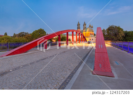 Bishop Jordan Bridge and Poznan Cathedral in Poznan Poland 124317203