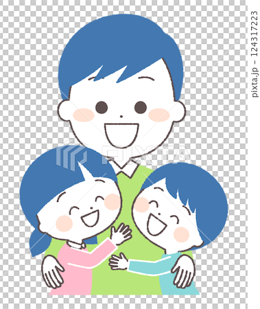 孩子們擁抱他們的父親一家 124317223