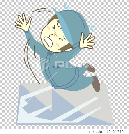 Male worker slipping on a slippery floor 124317364