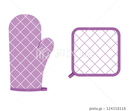 Oven Gloves Mitt and potholder Fashion purple cartoon windowpane tartan check pattern hand accessory clothing  124318118