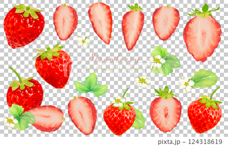 水彩畫草莓插畫素材 水彩畫草莓插畫素材 124318619