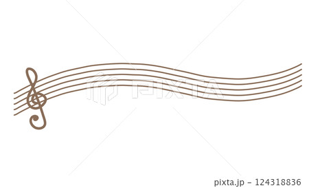 カラフル五線譜のかわいい音符のイラスト 124318836