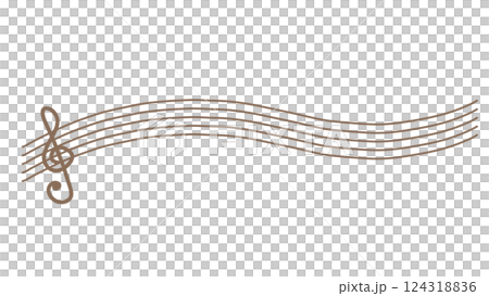 カラフル五線譜のかわいい音符のイラスト 124318836