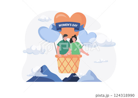 Womans Day Illustration concept. Flat illustration isolated on white background Womans Day Illustration concept. Flat illustration isolated on white background 124318990