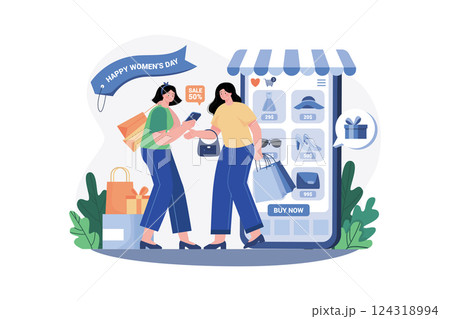 Womans Day Illustration concept. Flat illustration isolated on white background Womans Day Illustration concept. Flat illustration isolated on white background 124318994