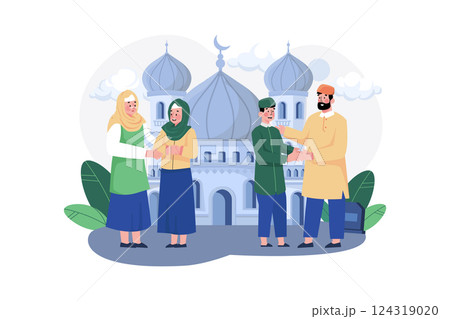 Eid Mubarak Illustration concept. A flat illustration isolated on white background 124319020