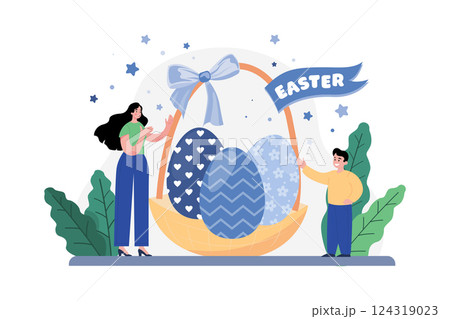 Easter Illustration concept. Flat illustration isolated on white background 124319023