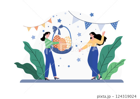 Easter Illustration concept. Flat illustration isolated on white background 124319024