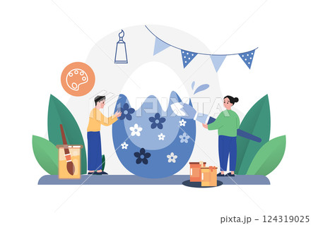 Easter Illustration concept. Flat illustration isolated on white background 124319025