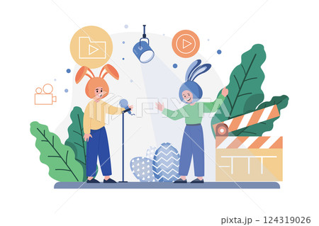 Easter Illustration concept. Flat illustration isolated on white background 124319026