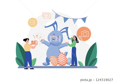 Easter Illustration concept. Flat illustration isolated on white background 124319027