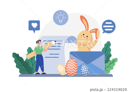 Easter Illustration concept. Flat illustration isolated on white background 124319029