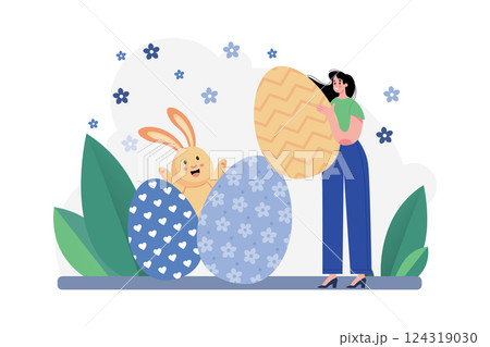 Easter Illustration concept. Flat illustration isolated on white background 124319030
