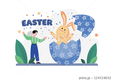 Easter Illustration concept. Flat illustration isolated on white background 124319032