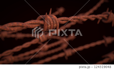 The Rusty barbed wire for security or war concept 3d Rendering 124319048