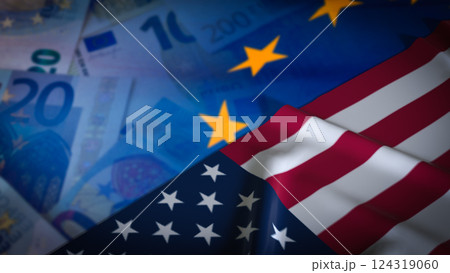 The USA Flag On EU Background for Business concept 3d Rendering. 124319060