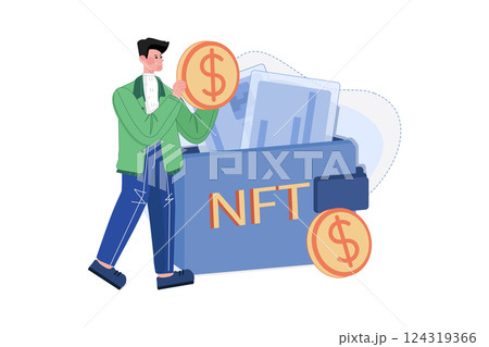 NFT Wallet Illustration concept. A flat illustration isolated on white background 124319366