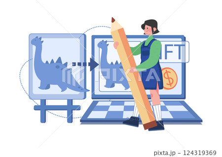NFT Minting Process Illustration concept. A flat illustration isolated on white background 124319369