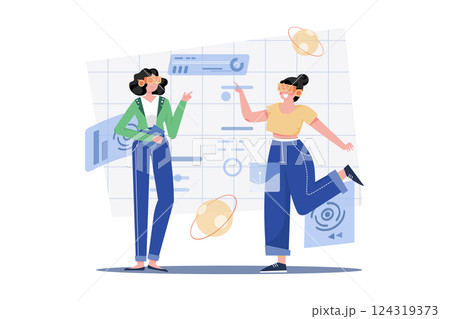 People Experiencing Metaverse Ecosystem Illustration concept. A flat illustration isolated on white background 124319373