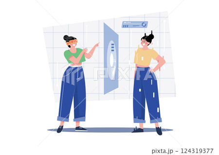 Woman Creating Metaverse Avatar Illustration concept. A flat illustration isolated on white background Woman Creating Metaverse Avatar Illustration concept. A flat illustration isolated on white background 124319377