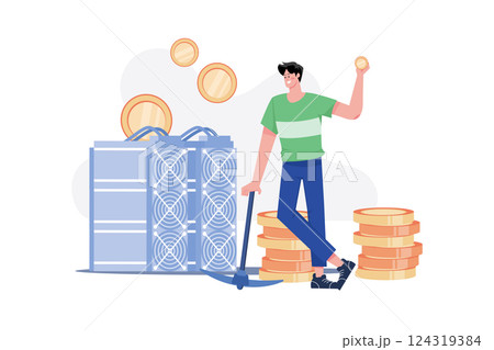 Blockchain Explorer Illustration concept. A flat illustration isolated on white background Blockchain Explorer Illustration concept. A flat illustration isolated on white background 124319384