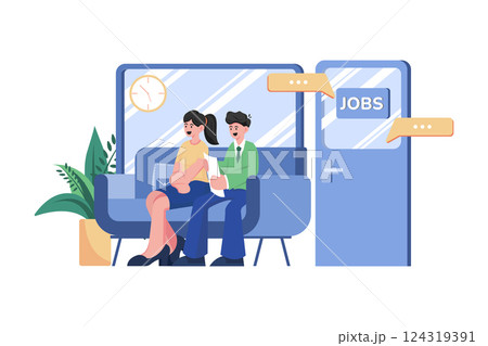 Job Interview Queue Illustration concept. A flat illustration isolated on white background 124319391